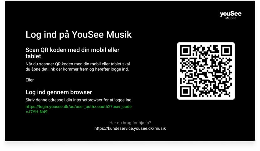 Scan QR-koden på TV'et med din mobils kamera, eller skriv webadressen markeret med grønt ind i din internetbrowser.