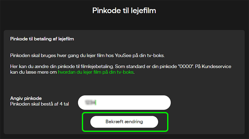 pinkode og bekræft