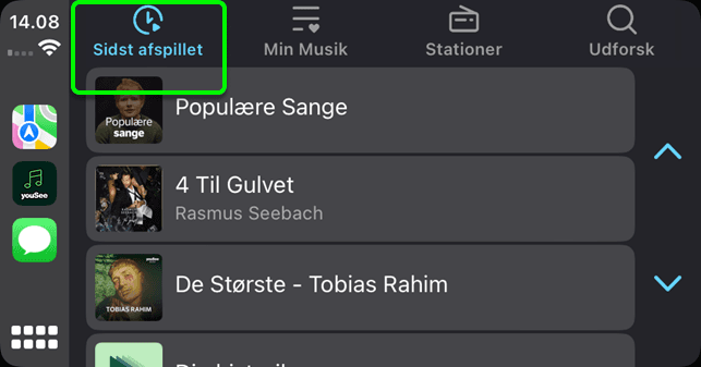 Find den musik du senest har lyttet til i Sidst afspillet