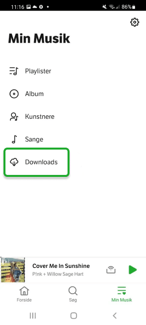 Tryk på downloads