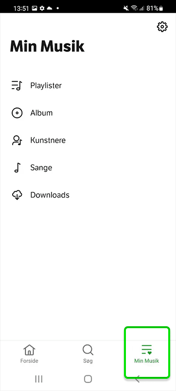 Find din yndlingsmusik under Min Musik i bunden til højre